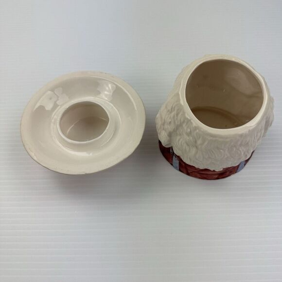 Vintage Dalton Bunny Cookie Jar Ceramic Rabbit in Hat Bow Farmhouse Easter Decor - Picture 4 of 13